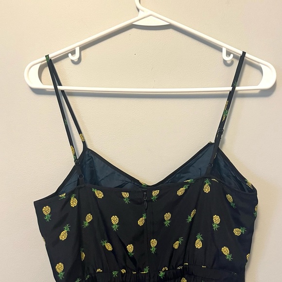 j.crew • navy blue pineapple 🍍 print spaghetti strap a-line mini dress - Picture 12 of 17